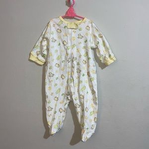 White & yellow baby footies w/ farm print